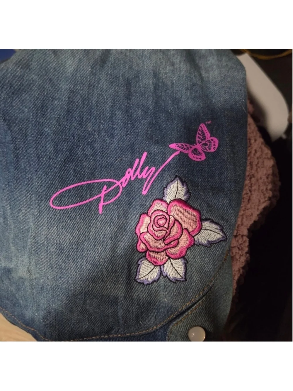 Stylish Denim Dog Jacket with Pink Embroidery